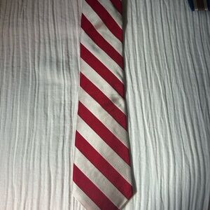 Robert Talbots Red and White Striped Silk Tie